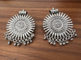 Silver round bold earrings